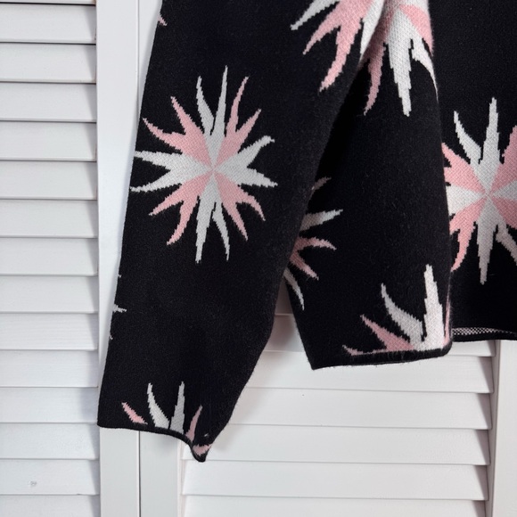 Anthropologie Maeve The Carys Mock Neck Sweater Black Starburst Pattern Medium - Picture 6 of 11